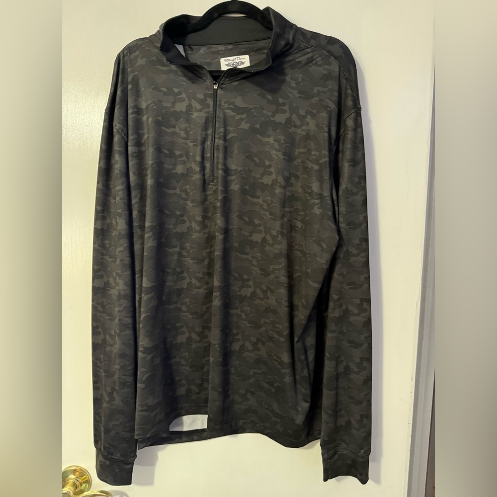 Straight Down Men's Black Camouflage Quarter-Zip Pullover XXL